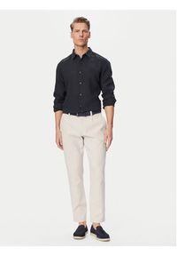 BOSS Koszula Relegant 50567579 Granatowy Regular Fit. Kolor: niebieski. Materiał: len #5