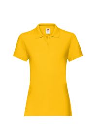 FRUIT OF THE LOOM - Damska Koszulka Polo Premium. Typ kołnierza: polo. Kolor: żółty, pomarańczowy, wielokolorowy