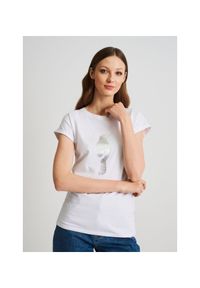 Ochnik - Biały T-shirt damski z wilgą. Kolor: biały. Materiał: bawełna. Długość: krótkie #2