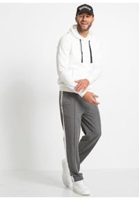 bonprix - Bawełniana bluza z kapturem. Typ kołnierza: kaptur. Kolor: biały. Materiał: bawełna. Wzór: prążki #3