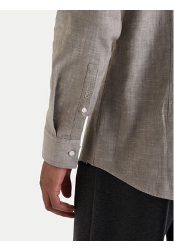Hugo - HUGO Koszula Kason 50539775 Beżowy Slim Fit. Kolor: beżowy. Materiał: bawełna