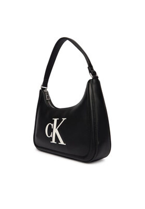 Calvin Klein Torebka Bold Ck Small Shoulder Bag LV04F3230G Czarny. Kolor: czarny. Materiał: skórzane
