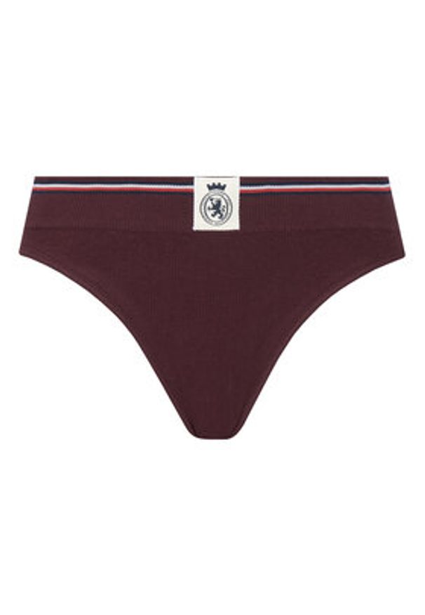 TOMMY HILFIGER - Tommy Hilfiger Stringi UW0UW06063 Bordowy. Kolor: czerwony. Materiał: bawełna