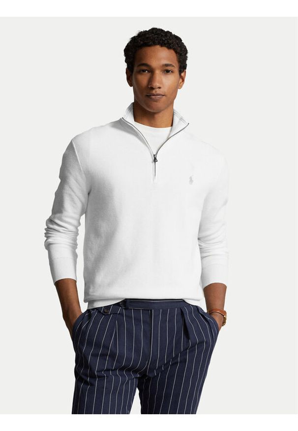 Polo Ralph Lauren Sweter 710932304502 Biały Regular Fit. Typ kołnierza: polo. Kolor: biały. Materiał: bawełna