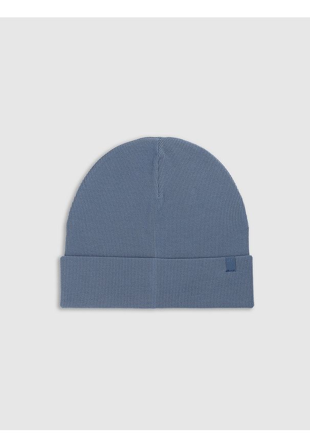 4f - Czapka beanie dziecięca - granatowa. Kolor: niebieski. Materiał: bawełna, dzianina, materiał. Sezon: wiosna. Styl: sportowy, casual, klasyczny