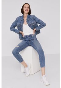 Levi's® - Levi's Kurtka jeansowa damska przejściowa. Okazja: na spotkanie biznesowe, na co dzień. Kolor: niebieski. Materiał: jeans. Styl: casual, biznesowy