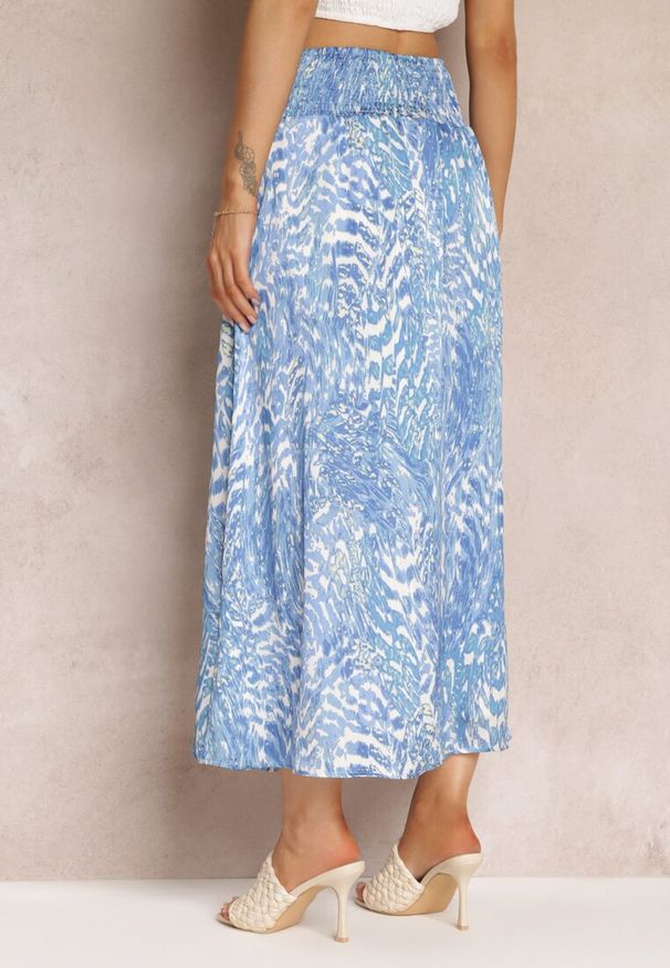 Renee - Niebieska Spódnica Maxi z Wysoką Talią i Elastyczną Gumką Naiwil. Stan: podwyższony. Kolor: niebieski. Sezon: wiosna, lato