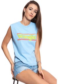 Wrangler - WRANGLER T SHIRT DAMSKI 80´S TANK CERULEAN W7014GFVT