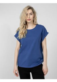 outhorn - T-shirt gładki damski - niebieski. Okazja: na co dzień. Kolor: niebieski. Materiał: dzianina, bawełna. Długość rękawa: krótki rękaw. Wzór: gładki. Styl: casual #2