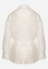 Born2be - Biała Koszula z Transparentnymi Rękawami Silomea. Okazja: na co dzień. Kolor: biały. Materiał: jeans. Wzór: aplikacja. Styl: casual #6