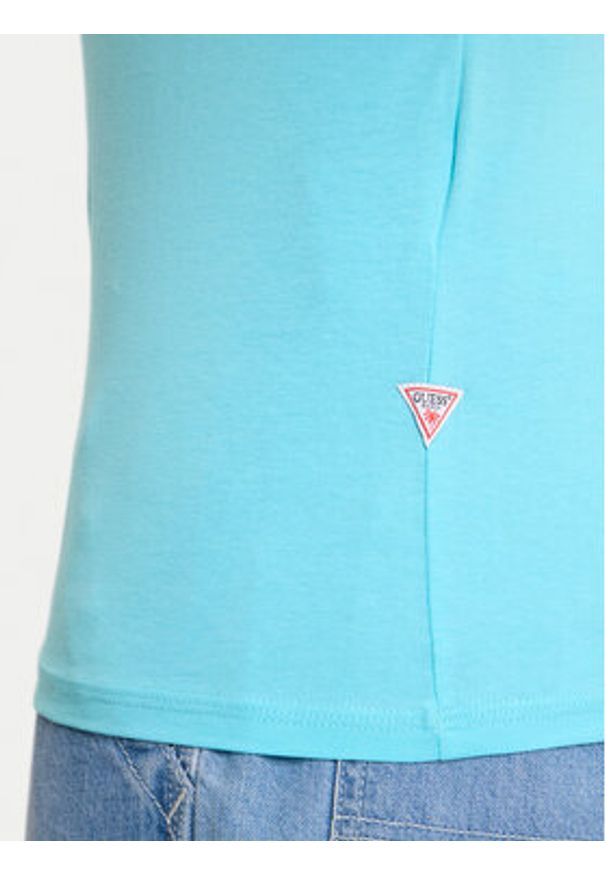 Guess T-Shirt F6GI09 J1314 Niebieski Slim Fit. Kolor: niebieski. Materiał: bawełna