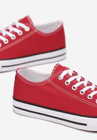 Born2be - Czerwone Trampki Chloris. Wysokość cholewki: przed kostkę. Nosek buta: okrągły. Kolor: czerwony. Materiał: guma, materiał. Szerokość cholewki: normalna #5