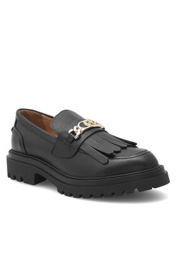 Eva Minge Loafersy ANGE-1018 Czarny. Kolor: czarny. Materiał: skóra
