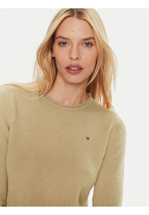 TOMMY HILFIGER - Tommy Hilfiger Sweter WW0WW44161 Brązowy Regular Fit. Kolor: brązowy. Materiał: wełna