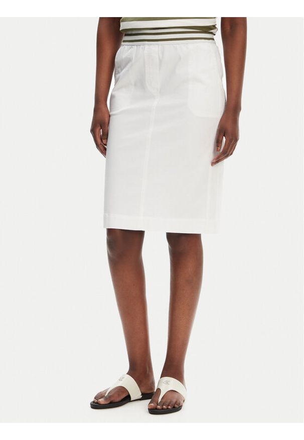 Olsen Spódnica ołówkowa 16001367 Biały Slim Fit. Kolor: biały. Materiał: bawełna