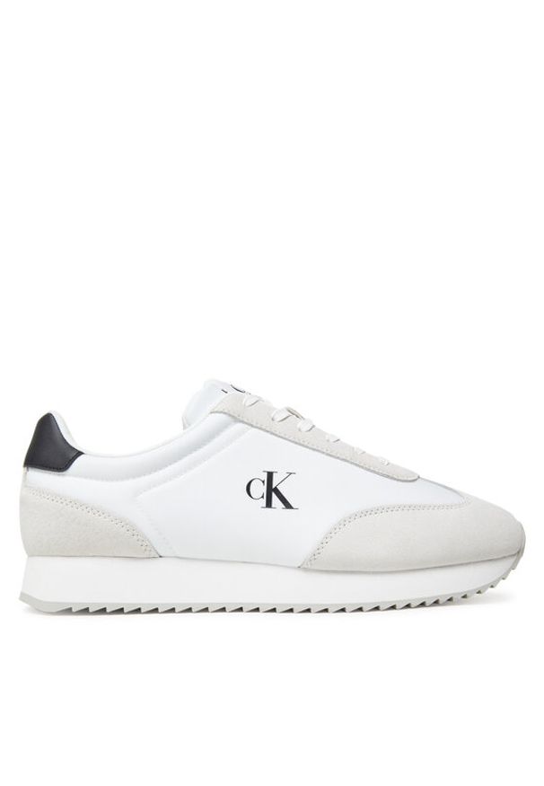 Calvin Klein Jeans Sneakersy Retro Runner Lace Up Ny-Su YM0YM01325 Biały. Kolor: biały. Materiał: skóra