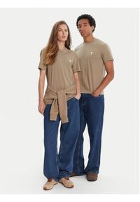 AMI PARIS T-Shirt HTS060.724 Khaki Regular Fit. Kolor: brązowy. Materiał: bawełna #4