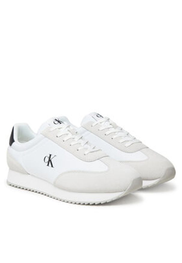 Calvin Klein Jeans Sneakersy Retro Runner Lace Up Ny-Su YM0YM01325 Biały. Kolor: biały. Materiał: skóra