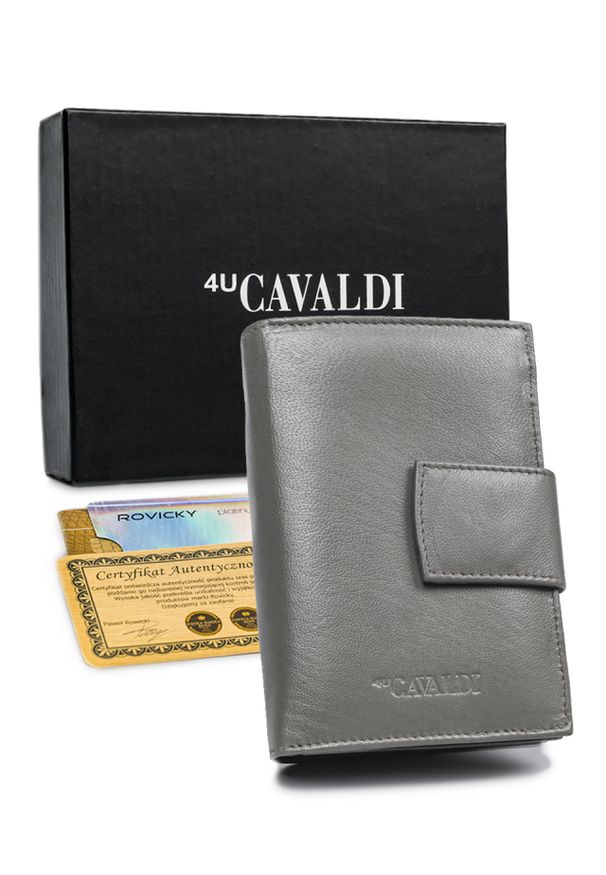 4U CAVALDI - Portfel damski szary Cavaldi RD-05-GCL GRAY. Kolor: szary. Materiał: skóra