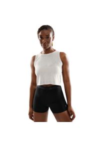SIROKO - Damska treningowa koszulka crop top bez rękawów Fitness Siroko Avast. Kolor: biały. Materiał: materiał. Długość rękawa: bez rękawów. Sport: fitness