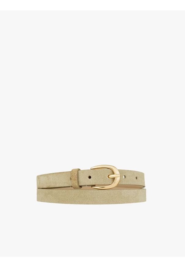 Ryłko - Beżowy pasek z skóry licowej i welurowej. Kolor: beżowy. Materiał: skóra