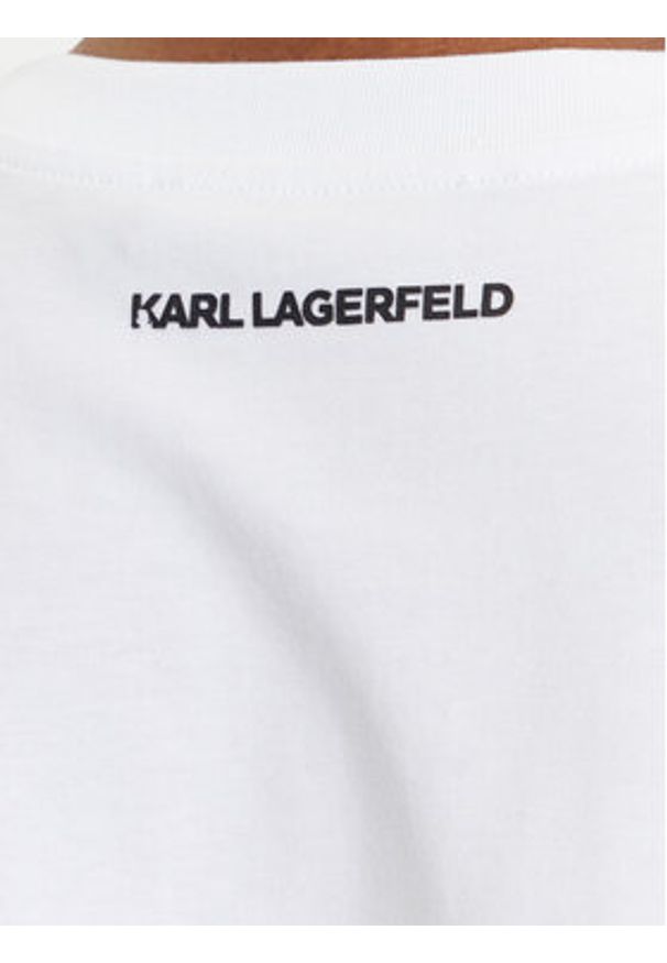 Karl Lagerfeld - KARL LAGERFELD T-Shirt A3W17018 Biały Regular Fit. Typ kołnierza: dekolt w karo. Kolor: biały. Materiał: bawełna
