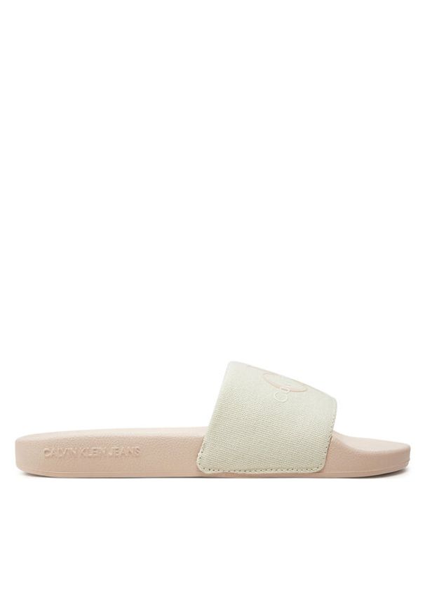 Calvin Klein Jeans Klapki Slide Monogram Co YW0YW00103 Écru. Materiał: materiał