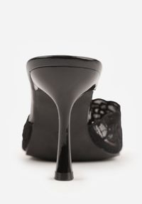 Born2be - Czarne Siateczkowe Klapki na Szpilce z Koronką Sephaphine. Okazja: na co dzień. Kolor: czarny. Materiał: koronka. Wzór: koronka. Obcas: na szpilce. Styl: casual, elegancki #8