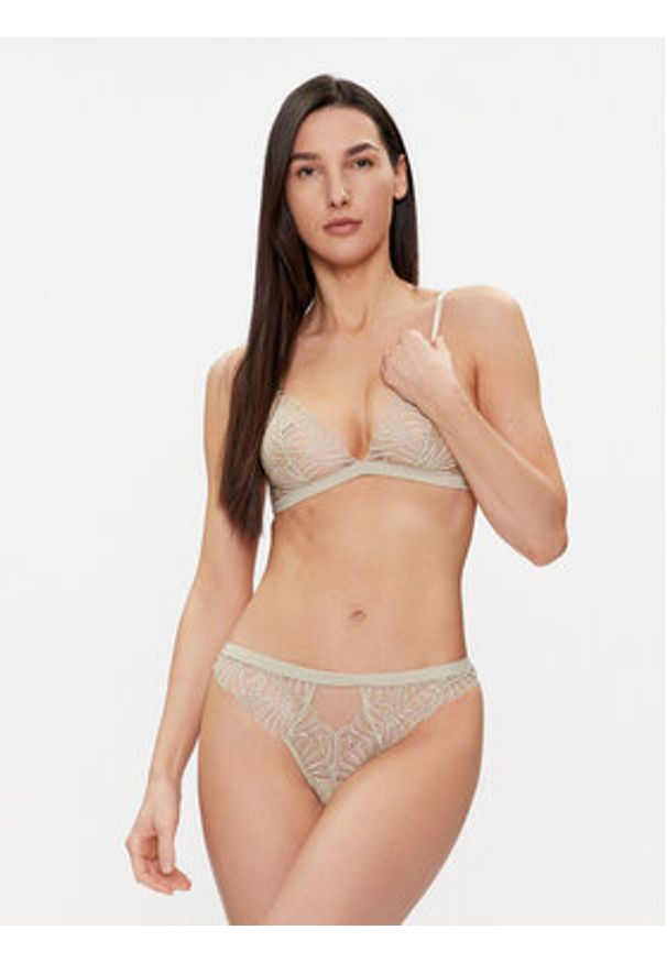 Calvin Klein Underwear Stringi 000QF7759E Zielony. Kolor: zielony. Materiał: syntetyk