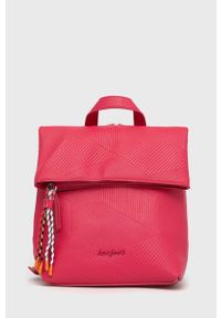 Desigual plecak damski kolor różowy duży gładki. Kolor: różowy. Wzór: gładki