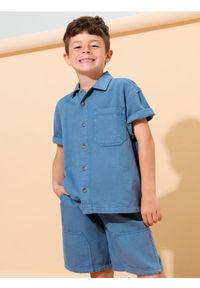 Sinsay - Szorty jeansowe z ozdobnymi przeszyciami - mid blue. Materiał: jeans