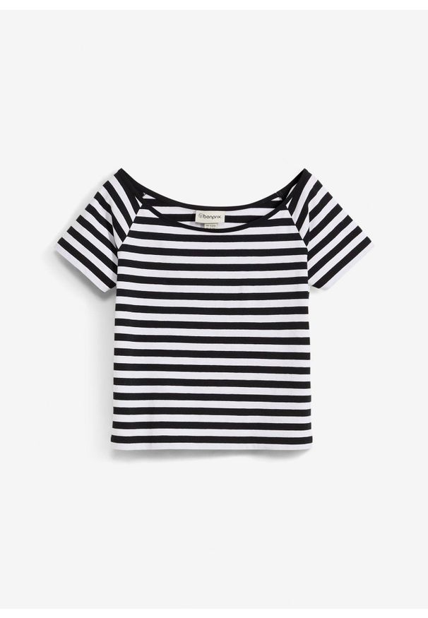 bonprix - T-shrit z elastycznej mieszanki bawełny. Kolor: czarny. Materiał: bawełna