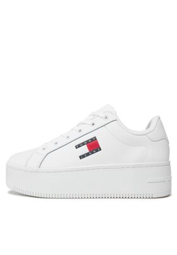 Tommy Jeans Sneakersy Tjw Flatform Ess EN0EN02518 Biały. Kolor: biały. Materiał: skóra