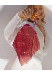 BENEDETTA BRUZZICHES - Koralowa torebka Casper Small. Kolor: czerwony. Materiał: satyna, akryl, jedwab