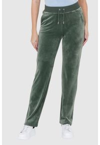 Juicy Couture - JUICY COUTURE Welurowe zielone spodnie dresowe damskie diamante bottoms, Rozmiar S. Kolor: zielony. Materiał: welur, dresówka