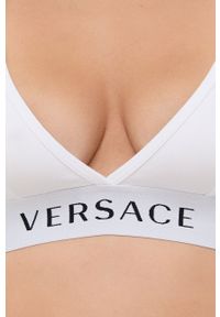 VERSACE - Versace Biustonosz kolor biały gładki. Kolor: biały. Materiał: dzianina. Rodzaj stanika: odpinane ramiączka. Wzór: gładki #4