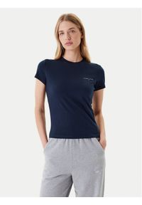 Tommy Jeans T-Shirt Linear DW0DW21164 Granatowy Slim Fit. Kolor: niebieski. Materiał: bawełna