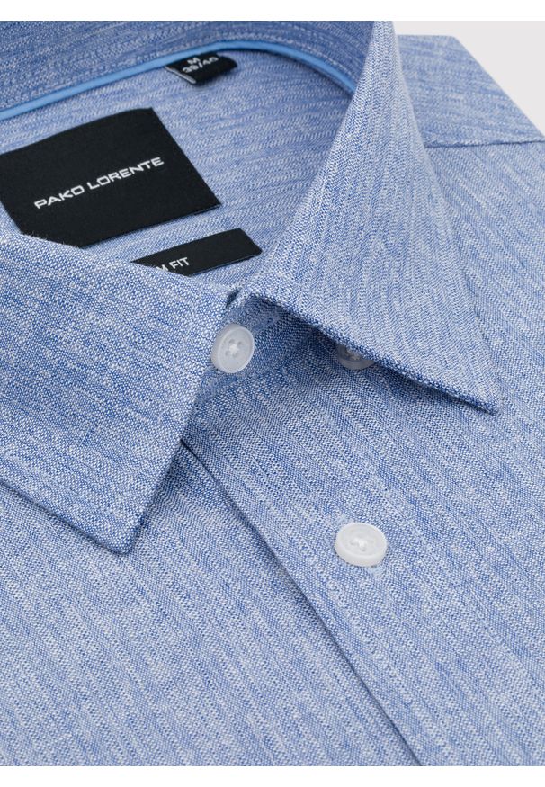 Pako Lorente - PAKO LORENTE - Niebieska koszula męska melanż. Kolor: niebieski. Materiał: poliester, bawełna. Długość rękawa: długi rękaw. Długość: długie. Wzór: melanż. Sezon: jesień