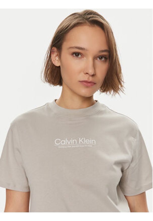 Calvin Klein T-Shirt Coordinates K20K207005 Beżowy Regular Fit. Kolor: beżowy. Materiał: bawełna
