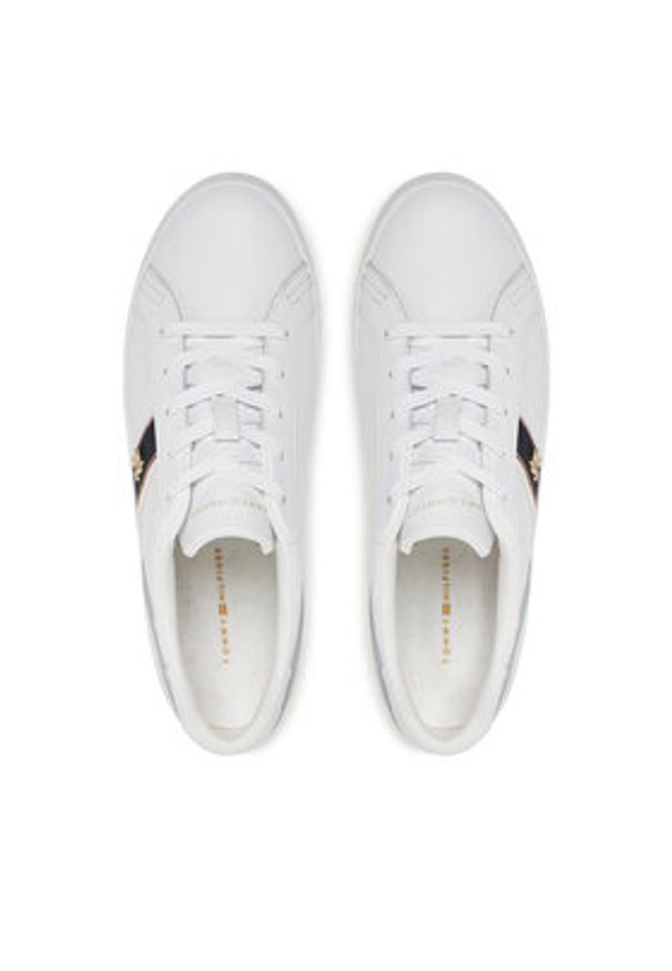 TOMMY HILFIGER - Tommy Hilfiger Sneakersy Vulc Webbing Sneaker FW0FW08903 Biały. Kolor: biały. Materiał: skóra