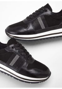 Sneakersy na platformie Jana, tęgość H bonprix czarny. Kolor: czarny. Materiał: materiał, syntetyk, poliester, skóra. Obcas: na platformie #6