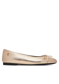TOMMY HILFIGER - Tommy Hilfiger Baleriny Metallic Toe-Cap FW0FW08920 Złoty. Kolor: złoty. Materiał: skóra