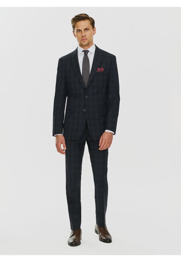 Pako Lorente - PAKO LORENTE – Męska marynarka garniturowa w odcieniu granatowym. Kolor: niebieski. Materiał: poliester, lycra, wełna