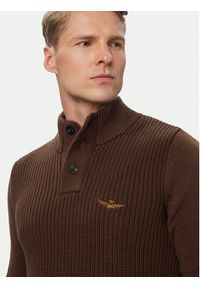 Aeronautica Militare Sweter 262MA1572UL00409 Brązowy Regular Fit. Kolor: brązowy. Materiał: bawełna #2