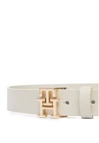 TOMMY HILFIGER - Tommy Hilfiger Pasek Damski Th Logo 2.5 AW0AW17496 Écru. Kolor: kremowy. Materiał: skóra #3