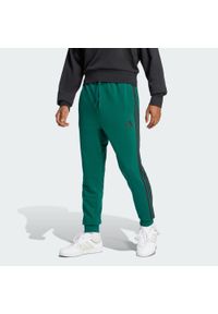 Adidas - Spodnie Essential 3-Stripes French Terry. Kolor: zielony, czarny, wielokolorowy. Materiał: materiał. Sport: fitness