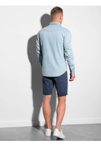 Ombre Clothing - Koszula męska z długim rękawem K567 - jasnoniebieska - XL. Kolor: niebieski. Materiał: jeans, bawełna. Długość rękawa: długi rękaw. Długość: długie. Styl: klasyczny