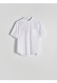 Reserved - Koszula comfort z domieszką lnu - biały. Kolor: biały. Materiał: len