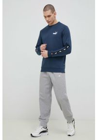 Puma bluza męska kolor granatowy z nadrukiem. Kolor: niebieski. Materiał: materiał, dzianina. Wzór: nadruk #4