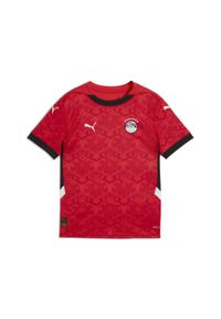 Puma - Młodzieżowa koszulka domowa Egipt 2025 PUMA Red Black. Kolor: czerwony, wielokolorowy, czarny. Sport: piłka nożna